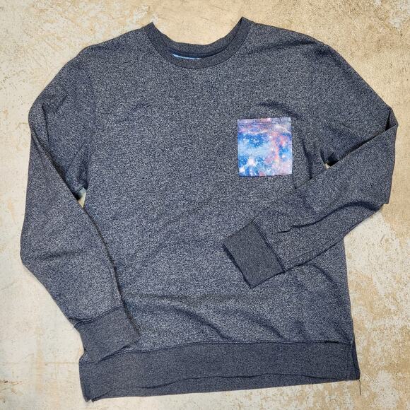 XL Mens Pullover Sweatshirt On The Byas Galaxy Pocket Grey - Picture 1 of 4